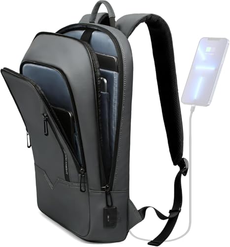 hk Backpack for Men Business Slim Laptop Bag | Anti Theft Travel Backpacks 17.3 Inch Laptop Water Resistant Computer Bag for Work Office College, Dark Grey - color: Dark Grey, size: 17.3 Inch