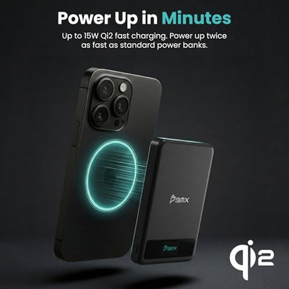 5K Magnetic Power Bank, Silver, Qi2 Certified 15W Wireless Charger, LCD Display, Ultra-Slim Solid-State Battery Pack for iPhone 17/16, Lightweight Travel, USB-C Portable (Black) - color: Black