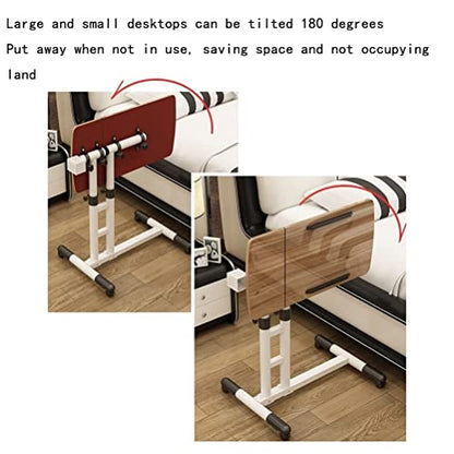 Overbed Table Overbed Table Portable Desk for Laptop with Wheels Adjustable Height Tilt Top and Mobile Rolling Stand Tilting Overbed Table Tray Bed Sofa Side - color: Natural