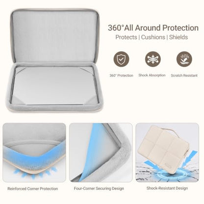 MOSISO Compatible with MacBook Air 13 inch Case M5 M4 M3 M2 2026-2022 | Hard Case&Six Grids Puffy Bag&Keyboard Cover&Webcam Cover&ScreenFilm for MacBook Air 13.6, A3449 A3240 A3113 A2681, Sand - color: Sand