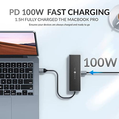 USB C Docking Station, Laptop Docking Station 10 in 1 with Ethernet 1000M, USB C Hub HDMI, PD 100W, TF/SD Reader, USB C 3.0, 4 USB A for MacBook Pro/Air, Surface, iPad, Cable Length: 7.87in - size: 10 Ports (RJ45, HDMI, PD, SD, TF, USB-C, USB-A)