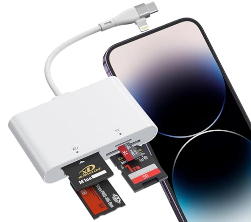 Memory Stick Pro Duo Adapter USB C/Lightning, 4 in 2 SD/MicroSD/MS/xD Card Reader for Sony Cybershot SD Card, Memory Stick Pro Duo Reader for iPhone17/16/14/Macbook/iPad/PC/Laptop/Windows/Linux