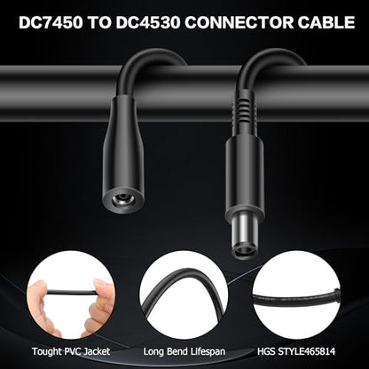 YAODHAOD DC 7.4mm x 5.0mm Adapter Converter Cable Compatible with Dell HP Laptops DC 4.5x3.0mm Female to 7.4x5.0mm Male Dedicated Converter Power Cord （2PCS）