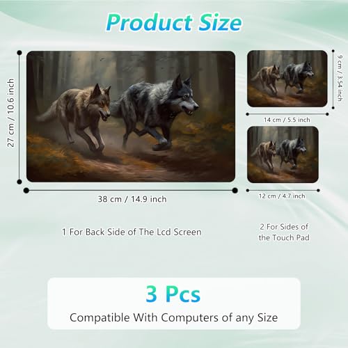 Laptop Skin Sticker Decal 12"-15.6" Universal Laptop/Notebook/Netbook Vinyl - Waterproof Scratch Resistant,Fits HP Dell Lenovo MacBook,2 Free Wrist Pads,Easy Apply & Remove,Forest Wolf Couple - color: Forest Wolf Couple