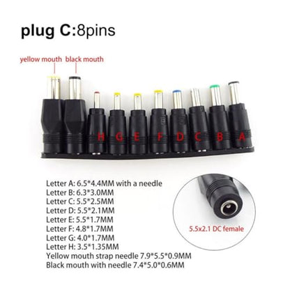 8 in 1/10 in 1 Laptop Power Adapter Tip Set for Multiple Device Compatibility - color: 8 piece set A