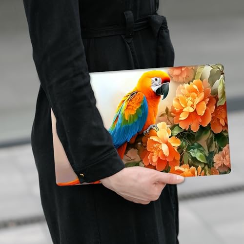 Laptop Skin Sticker Decal 12" 13" 13.3" 14" 15" 15.6",Waterproof Scratch Resistant Vinyl,Reusable Easy to Apply,for MacBook HP Dell Notebooks Netbooks Laptop,2 Wrist Pads,Cute Parrot Flower - color: Cute Parrot Flower