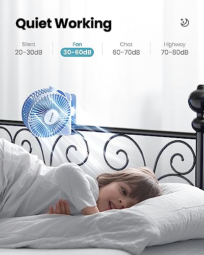 Gaiatop Portable Clip on Fan, Mini Personal Rechargeable Fan | Battery Operated, Small 3 Speed Quiet 360° Rotate, Cooling for Desk Table Home Office Stroller Camping Women Gifts Light Blue - color: light Blue