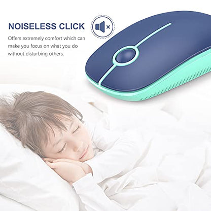 VssoPlor Wireless Mouse, 2.4G Slim Portable Computer Laptop Mouse with Nano Receiver Quiet Silent Optical Mice for Notebook, PC, Laptop, Computer-Blue and Green - color: Blue and Green
