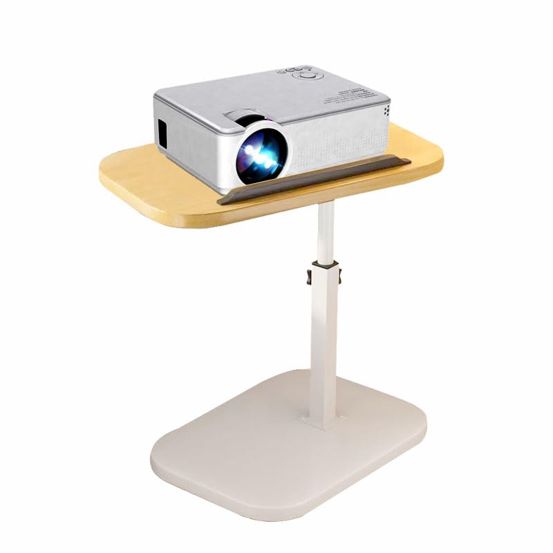 Multiful Sofa Side Floor Stand,Mini Projector Stand Table, Wooden Swivel Tv Tray Table,Portable Laptop Holder,Height Adjustable Snack Tray Stand for Living Room Couch Bed Side (White)
