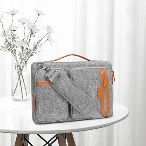 MOSISO 360 Protective Laptop Bag, Computer Bags | Laptop Sleeve Bag with Trolley Sleeve&2 Rectangle Pockets&Handle - color: Gray, size: 16 inch