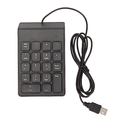 Wired Number Pad 18 Keys, Ergonomic USB Mini Numeric Keypad, Plug and Play Quiet Typing for PC Laptop Desktop, 2 Pack (1PC) - size: 1PC