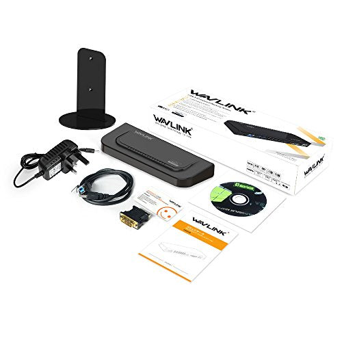 WAVLINK USB 3.0 and USB C Universal Docking Station Dual Video Monitor Display DVI HDMI VGA Gigabit Ethernet, Audio, 6 USB Ports for MacBook M1-M5/Neo & Windows