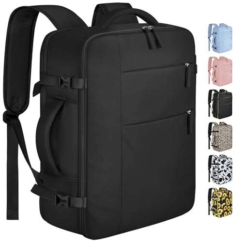 Capolo Travel Backpack for Women Men Waterproof Laptop Backpack Airlines Approved Carry On Backpack Bag Computer Bookbag for Business, Work, Traveling Fits 17 Inch Laptop(Black Zipper) - color: Black Zipper, size: 17 Inch