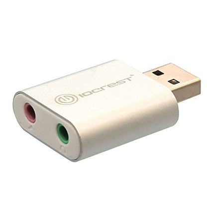 IO Crest SY-AUD20205 USB to Audio Adapter Convert PC USB Port into a Stereo Sound Card for Windows & Mac Silver