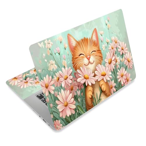 Laptop Skin Sticker Decal for 12 13 13.3 14 15 15.6 in, Universal Vinyl Waterresistant Protector Cover for Notebook PC Netbook, Computer Decor for Women Girls Happy Kitten - color: Happy Kitten