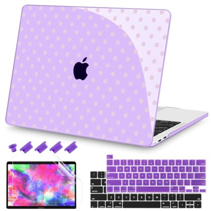 Teryeefi for MacBook Pro 13 inch Case M2 M1 2016-2022 Release Model A2338 A2289 A2251 A2159 A1989 A1706 A1708 Plastic Hard Shell Case Cover with Keyboard Cover & Screen Protector, Purple Polka Dots - color: Purple Polka Dots