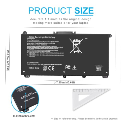 HT03XL L11119-855 Battery for HP Pavilion 15-CS 15-DA 15-DB 15-DW 17-by 17-CA 14-CE 14-CF 14-DF 15-CS0073CL 15-CS0053CL 15-DA0014DX 15-DA0XXX L11421-2C2 L11421-422 HT03041XL HSTNN-UB7J HSTNN-DB8R