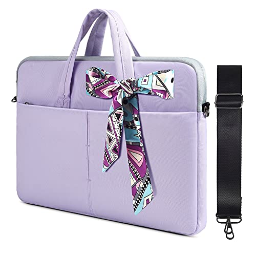 14-15 Inch Laptop Sleeve Shoulder Bag Ladies Women Briefcase for Macbook Pro 14" M5/M4/M3/M2/M1, Macbook Air 15 M5/M4, HP Pavilion x360 14, Dell Inspiron 13, Lenovo Acer ASUS Chromebook 14 Case,Purple - color: Purple, size: 13.5-15 Inch