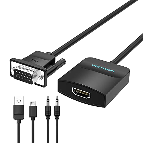 VENTION VGA to HDMI Adapter 1.5FT-1080P Video Dongle Adaptador VGA Converter with Audio Cable and Micro USB Cable,Male to Female for PC,Monitor HDTV (Note: VGA to HDMI Only, Not Bi-Directional) - color: 1.5FT