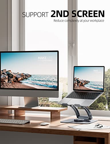 Nulaxy 360° Rotating Ergonomic Laptop Stand for Desk, Dual Foldable Design | Holds 22 Lbs, Dual Hinge Adjustable, Heat-Vent Computer Stand, Portable Office Accessories, Compatible with 10-17" Laptops