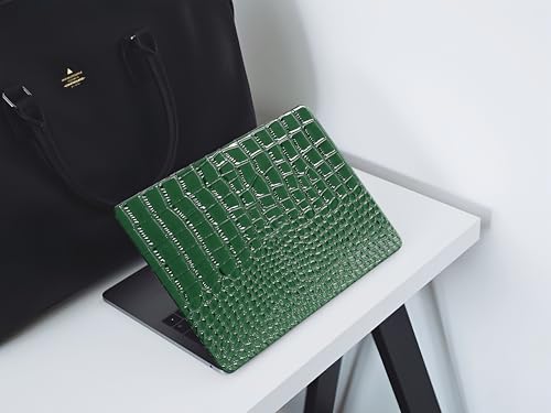 Crocodile Case for MacBook Air 13 inch 2026 M5, 2022-2025 M4/M3/M2 | Model A3449 A3240 A3113 A2681, Texture Crocodile Aligator Skin Snakeskin PU Leather Hardshell & Keyboard Cover, Emerald Green - color: # Shiny Green Crocodile