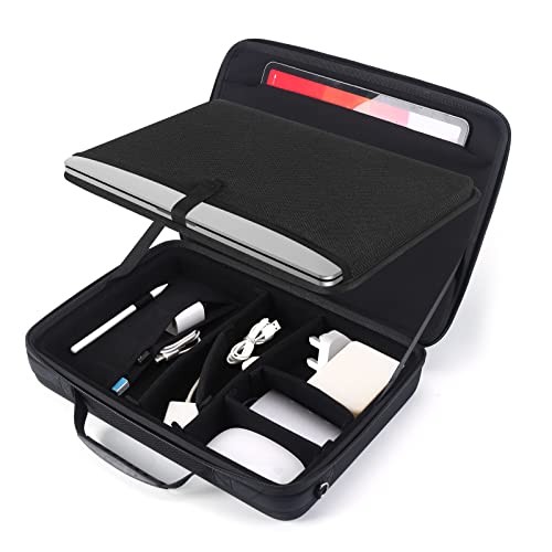 Smatree Hard Laptop Shoulder Bag for 16 inch MacBook Pro M4 2024/M3 2023, 13 inch iPad Pro M5 2025/11 inch iPadPro M5 2025/13 inch iPad Air M3 2025, 15 inch Dell XPS 15 9510 (Fit US/EU/UK Power Plug)