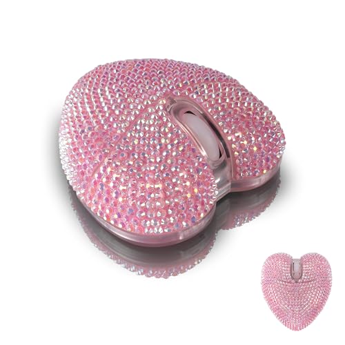 elec Space Wireless Bluetooth Mouse, Rechargeable Silent and Stylish Heart-Shaped Mouse for Laptop, PC - 10m Range (Pink) - color: pink