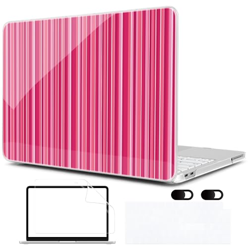 MEEgoodo Printed Case for New MacBook Neo 13 inch 2026 Release(Fit Model A3404), Laptop Hard Shell Cases with Keyboard Skin & Screen Protector & Webcam Covers, Mixed Pink Stripes - color: Mixed Pink Stripes