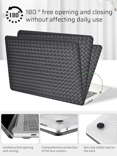 Seorsok Compatible with MacBook Air 13 Inch Case 2022-2018 Release A1932 A2179 M1 A2337 Touch ID,Elegant Plastic Hard Shell Case Transparent Keyboard Cover,Black Tartan PVC Leather - color: Black( Tartan PVC), size: Air 13(A1932 A2179 M1 A2337)