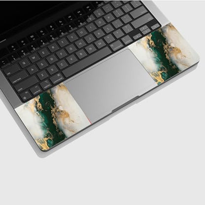 Universal Laptop Skin Sticker with 2 Wrist Pad Skins, Waterproof Scratch Resistant Vinyl Laptop Cover Decal, Cut to Fit for 11–15.6 Inch MacBook HP Dell Lenovo, Green Marble - color: Green Marble