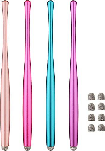 Slim Waist Stylus Pen for Touch Screen, Compatible with iPad, iPhone, Kindle Fire, 8 Extra Replaceable Hybrid Fiber Tips (Pink, Purple, Blue, Rose Gold) - color: Pink/Purple/Blue/Rosegold