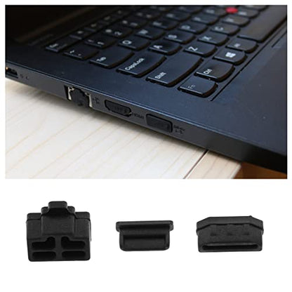 ECSiNG 48Pcs USB Port Plug Covers Set Silicone USB Anti Dust Cap Protector Charging Port Cover Kit Electronic Accessories for Phones Laptops Computer Black