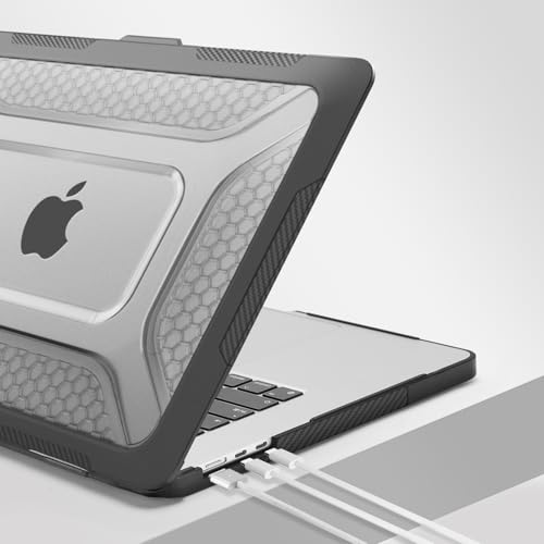 MOSISO Compatible with MacBook Air 15 inch Case M5 M4 M3 M2, Black | 2 in 1 Kit Honeycomb Shockproof Heavy Duty TPU Bumper Hard Case with Fold Kickstand for A3241 A3114 A2941 2026-2023 - color: Black