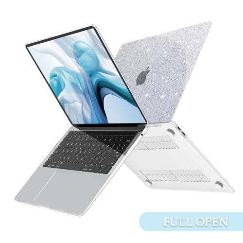 B BELK for MacBook Air 13.3 inch Case M1 A2337 A2179 A1932, Glitter White | 2021-2018 Released, Sturdy Protective Laptop Hard Shell with 2 Keyboard Covers - color: Glitter White