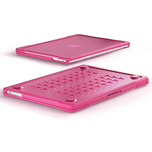 Batianda Ultimate Slim Case for MacBook Air 13.6 inch 2022-2026, Pink | Fits M2/M3/M4/M5 Model, Lightweight Slim Design, Carbon Fiber Side Texture, Matte Translucent Rugged Hybrid Protective Shell - color: S-Pink