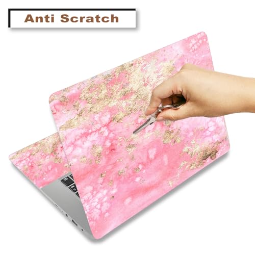 Laptop Skin Sticker Decal,12" 13" 13.3" 14" 15" 15.4" 15.6 inch Laptop Vinyl Skin Sticker Cover Art Protector Notebook PC (2 Wrist Pad Skins Included), Waterproof Removable, Pink Golden Marble - color: Pink Golden Marble