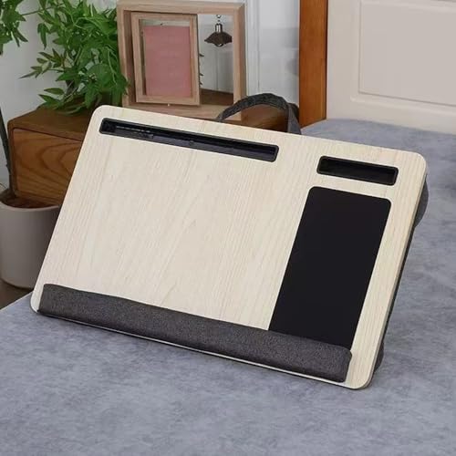 Laptop Lap Desk, Portable Large Laptop Desk for Bed, Up to Lap Table with Wrist Rest, Mouse Pad, Tablet Phone Slot, Portable Handle, Cushion(C)