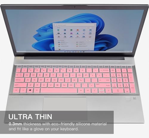 Keyboard Cover for HP 15.6 Laptop 15-fc 15-fd Series, HP 15z-fc000 15t-fd000 fd100 fd200 15-fc0499nr 15-fc0502nr 15-fc0399nr 15-fc0099nr 15-fd0083wm fd0127dx fd0012nr, HP 255 G10 Laptop - color: Pink