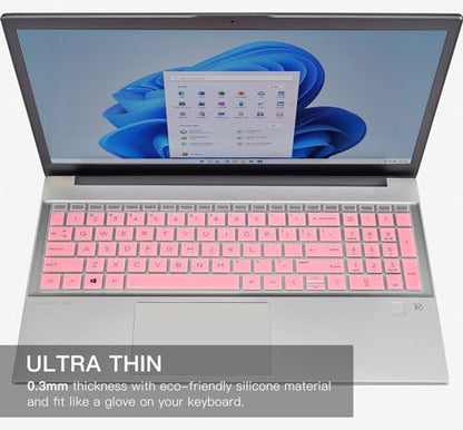 Keyboard Cover for HP 15.6 Laptop 15-fc 15-fd Series, HP 15z-fc000 15t-fd000 fd100 fd200 15-fc0499nr 15-fc0502nr 15-fc0399nr 15-fc0099nr 15-fd0083wm fd0127dx fd0012nr, HP 255 G10 Laptop - color: Pink