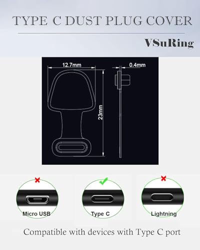 5Pcs USB C Dust Plug Silicone Detachable Adhesive Anti-Lost Anti Dust Plug Cover Compatible with iPhone 17/16/15 Galaxy S25/S24/ Note 20/ Z Fold6/ Pixel 9 Moto Edge+ Type C Port Device