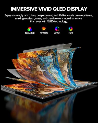 UPERFECT 24" 120Hz QLED Portable Touchscreen Monitor 1080P 125% sRGB 400Nits w/Stand & VESA, HDMI USB-C Travel Monitor for Laptop/Gaming Devices/Phone/Mini PC, External Second Screen for Gaming & Work - size: 23.8"