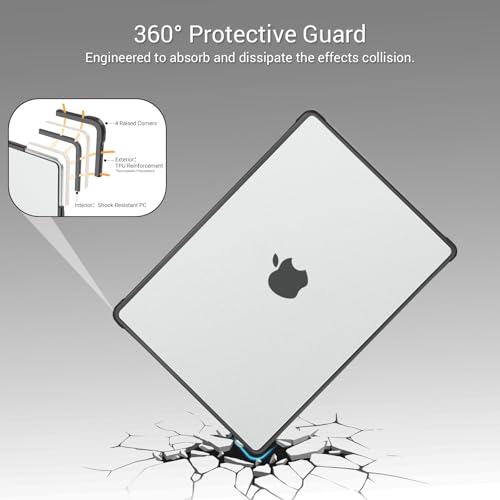 MOSISO Compatible with MacBook Air 13 inch Case M5 2026 M4 M3 M2 2025-2022 | A3449 A3240 A3113 A2681,Seamlessly Closes Reinforced Crack-Resistant Hard Shell for MacBook Air 13.6 inch Case, Black - color: Black