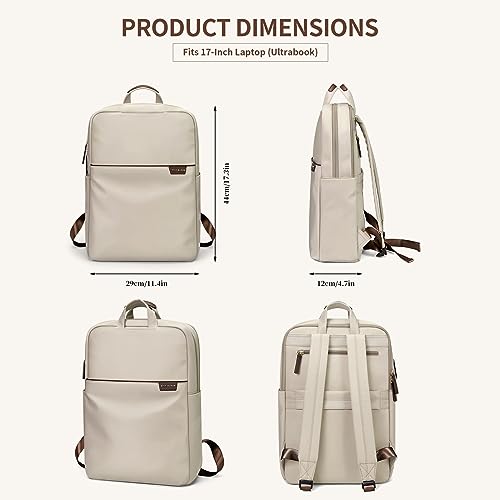 GOLF SUPAGS Travel Laptop Backpack for Women Anti Theft Slim Durable College Bookbag Business Computer Bag Fit 17Inch Notebook (Apricot, 17Inch) - color: Apricot, size: 17 Inch