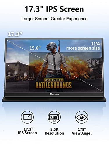 MAGICRAVEN Portable Gaming Monitor, USB-C HDMI Laptop Screen Extender, Second Display for Console with Built-in Speakers, Works with PS5, Xbox, Switch, Ideal for Travel Home Office - 17.3" - size: 17.3"