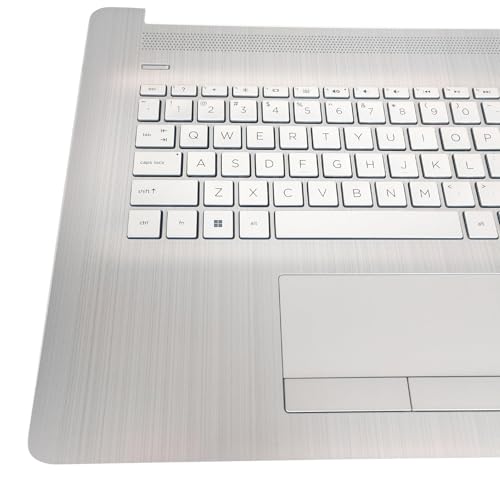 Replacement Upper Case Palmrest for HP 17-by 17T-by 17-CA 17Z-CA 17t-by400 17-by0026cy 17z-ca300 Series Laptop Backlight Keyboard Assembly with ODD Touchpad L92783-001 Natural Silver - size: 73H1 or 73H3 PTP function Touchpad