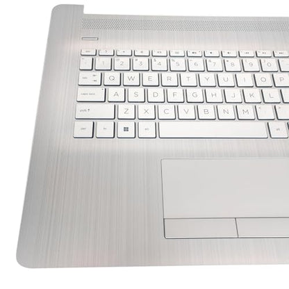 Replacement Upper Case Palmrest for HP 17-by 17T-by 17-CA 17Z-CA 17t-by400 17-by0026cy 17z-ca300 Series Laptop Backlight Keyboard Assembly with ODD Touchpad L92783-001 Natural Silver - size: 73H1 or 73H3 PTP function Touchpad