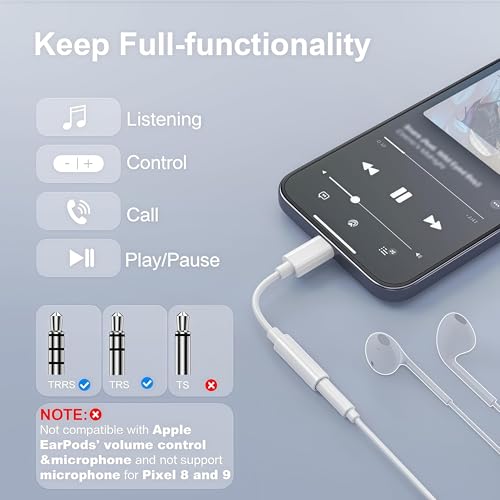 5 Pack Usbc to 3.5mm Jack Audio Adapter,The Headphone Adapter to USB C Compatible with iPhone 17/16/15 Series,Samsung Galaxy S25,S24,S23 Ultra,Note 20,iPad Pro,MacBook,Pixel XL and More - size: 5 Pack usb c to 3.5mm audio adapter