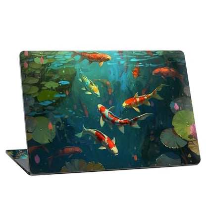 Universal Laptop Skin Sticker with 2 Wrist Pad Skins, Waterproof Scratch Resistant Vinyl Laptop Cover Decal, Cut to Fit for 11–15.6 Inch MacBook HP Dell Lenovo, Koi Pond - color: Koi Pond