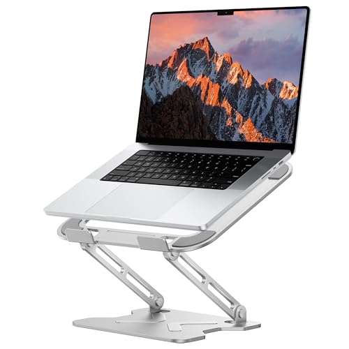JCZT Adjustable Laptop Stand for Desk, Portable Laptop Riser Holder Foldable, Metal Ergonomic Computer Notebook Stand Holder for MacBook Air Pro, Dell, HP 10-16'' White - color: White