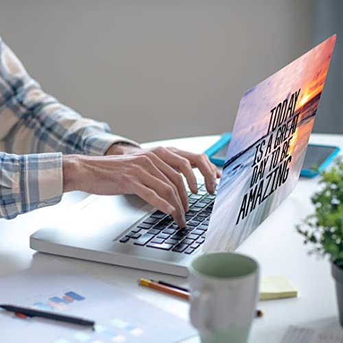Laptop Skin Sticker,13.3 14 15 15.4 15.6 inch Laptop Skins,Universal Vinyl Decal,Dustproof Scratch Resistant Reusable Cover Protector with Free 2 Wrist Pads (Orange and Gray) - color: orange and gray
